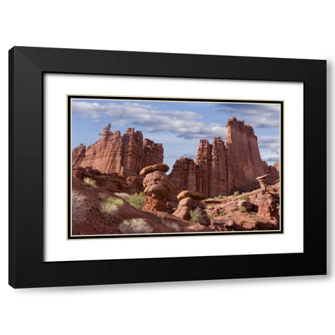 USA, Utah View of Fisher Towers Black Modern Wood Framed Art Print with Double Matting by Paulson, Don