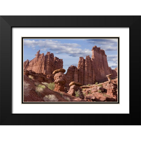 USA, Utah View of Fisher Towers Black Modern Wood Framed Art Print with Double Matting by Paulson, Don