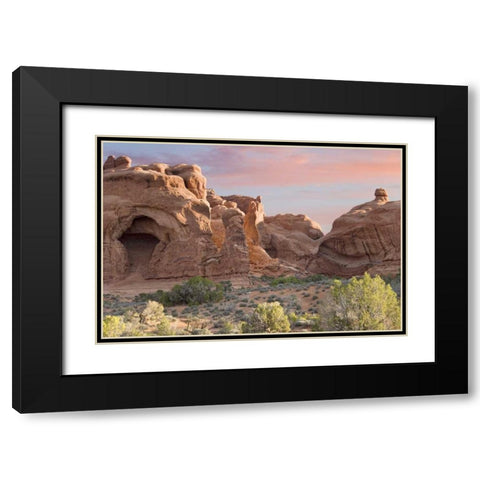UT, Arches NP Windows Section and cave opening Black Modern Wood Framed Art Print with Double Matting by Paulson, Don