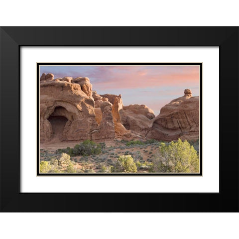 UT, Arches NP Windows Section and cave opening Black Modern Wood Framed Art Print with Double Matting by Paulson, Don