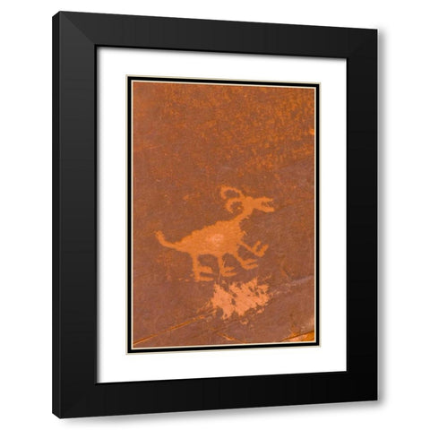 UT, Monument Valley NP Petroglyph etching Black Modern Wood Framed Art Print with Double Matting by OBrien, Jay