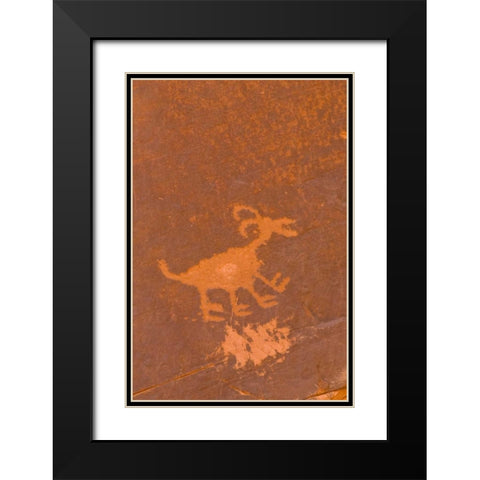 UT, Monument Valley NP Petroglyph etching Black Modern Wood Framed Art Print with Double Matting by OBrien, Jay