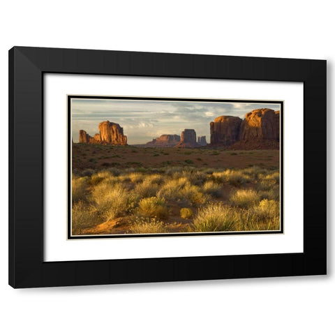 UT, Monument Valley landscape at sunrise Black Modern Wood Framed Art Print with Double Matting by OBrien, Jay