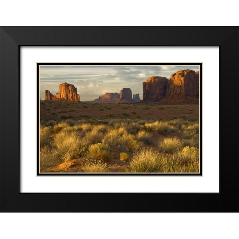UT, Monument Valley landscape at sunrise Black Modern Wood Framed Art Print with Double Matting by OBrien, Jay