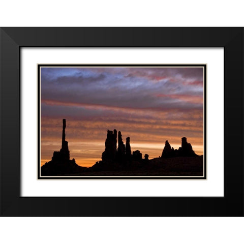 UT, Monument Valley NP Totem pole formations Black Modern Wood Framed Art Print with Double Matting by OBrien, Jay