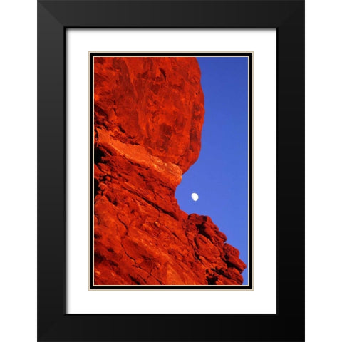 USA, Utah, Arches NP Moonrise over Balanced Rock Black Modern Wood Framed Art Print with Double Matting by Welling, Dave