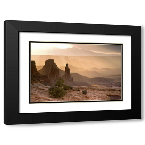 USA, UT, Canyonlands Washer Woman and Mesa Arch Black Modern Wood Framed Art Print with Double Matting by Paulson, Don