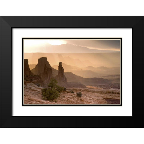 USA, UT, Canyonlands Washer Woman and Mesa Arch Black Modern Wood Framed Art Print with Double Matting by Paulson, Don