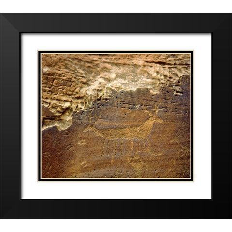 Utah Petroglyph carvings of animals on rock face Black Modern Wood Framed Art Print with Double Matting by Talbot Frank, Christopher