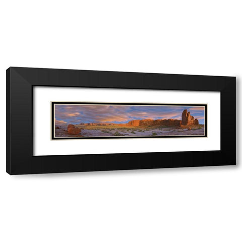 USA, Utah, Arches NP Courthouse Wash at sunrise Black Modern Wood Framed Art Print with Double Matting by Lord, Fred