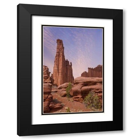 Utah Sunset on Fisher Towers formations Black Modern Wood Framed Art Print with Double Matting by Paulson, Don