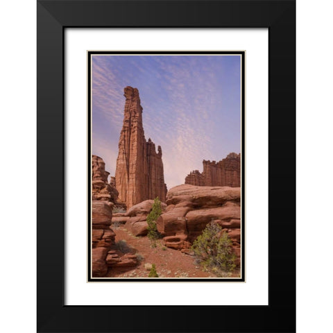 Utah Sunset on Fisher Towers formations Black Modern Wood Framed Art Print with Double Matting by Paulson, Don