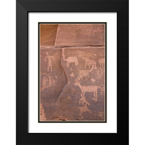 USA, Utah, Canyonlands NP Petroglyphs on rocks Black Modern Wood Framed Art Print with Double Matting by Paulson, Don