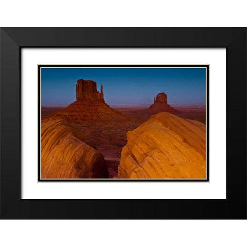UT, Sunset on Mitten Buttes at Monument Valley Black Modern Wood Framed Art Print with Double Matting by Rotenberg, Nancy