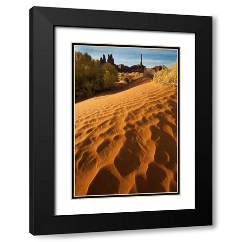 Utah, Monument Valley Sand dunes with Totem Pole Black Modern Wood Framed Art Print with Double Matting by Rotenberg, Nancy