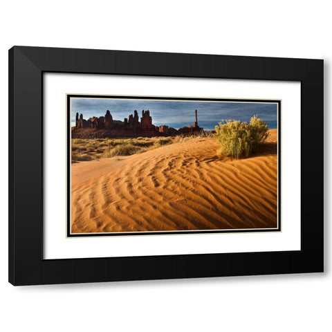 Utah, Monument Valley Sand dunes with Totem Pole Black Modern Wood Framed Art Print with Double Matting by Rotenberg, Nancy