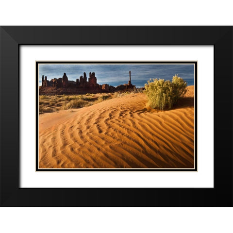 Utah, Monument Valley Sand dunes with Totem Pole Black Modern Wood Framed Art Print with Double Matting by Rotenberg, Nancy
