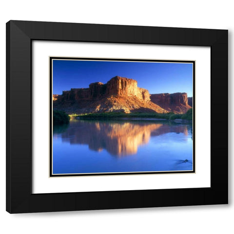 UT, A mesa reflecting in the Colorado River Black Modern Wood Framed Art Print with Double Matting by Talbot Frank, Christopher