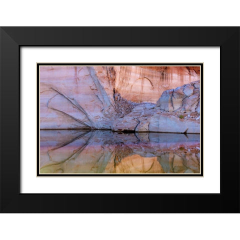 Utah, Glen Canyon Abstract reflection sandstone Black Modern Wood Framed Art Print with Double Matting by Paulson, Don
