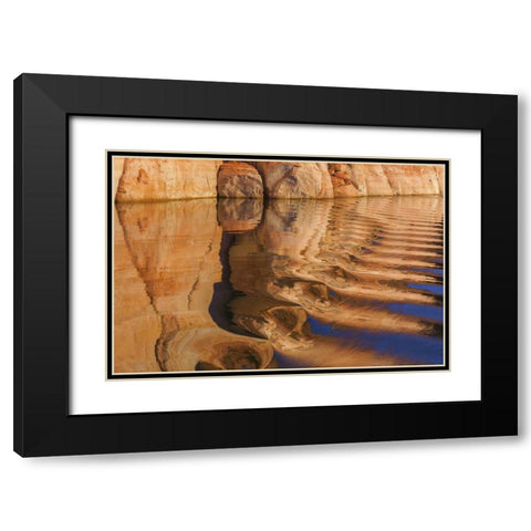 UT, Glen Canyon Boat wake reflects cliff Black Modern Wood Framed Art Print with Double Matting by Paulson, Don