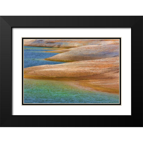 Utah, Glen Canyon Rocky shoreline of Lake Powell Black Modern Wood Framed Art Print with Double Matting by Paulson, Don