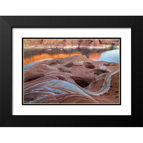 Utah Weathering Pit Ridge at Lake Powell Black Modern Wood Framed Art Print with Double Matting by Paulson, Don