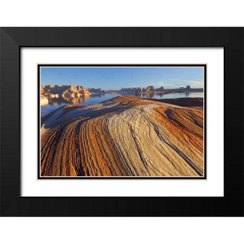 Utah Weathering Pit Ridge at Lake Powell Black Modern Wood Framed Art Print with Double Matting by Paulson, Don