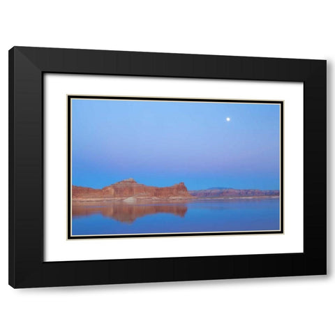 Utah, Glen Canyon NRA Moon over Lake Powell Black Modern Wood Framed Art Print with Double Matting by Paulson, Don