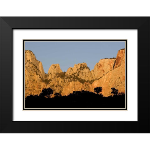 UT, Zion NP Towers of the Virgin River, sunrise Black Modern Wood Framed Art Print with Double Matting by Bush, Marie