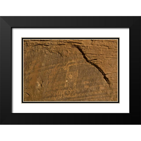 Utah, Monument Valley Petroglyphs on stone wall Black Modern Wood Framed Art Print with Double Matting by Rotenberg, Nancy