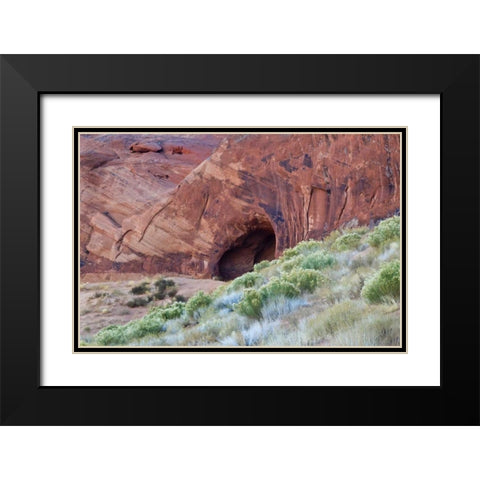 Utah, Monument Valley Cave in Red Rock Canyon Black Modern Wood Framed Art Print with Double Matting by Rotenberg, Nancy