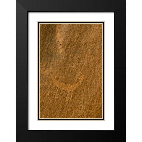 Utah, Monument Valley Petroglyphs on stone wall Black Modern Wood Framed Art Print with Double Matting by Rotenberg, Nancy