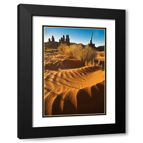UT, Monument Valley Totem pole and sand dunes Black Modern Wood Framed Art Print with Double Matting by Rotenberg, Nancy