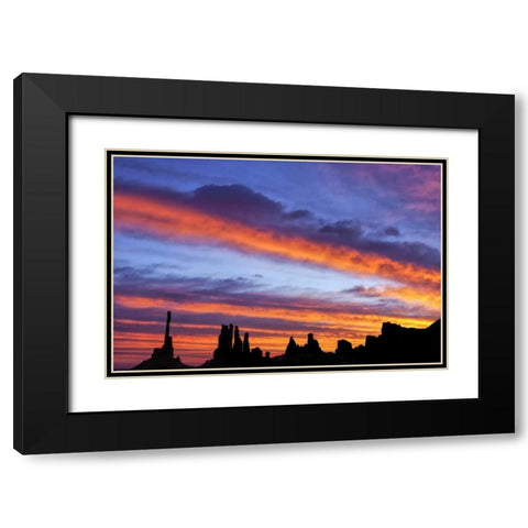 UT, Monument Valley The Totem Poles formations Black Modern Wood Framed Art Print with Double Matting by OBrien, Jay
