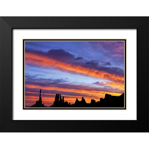 UT, Monument Valley The Totem Poles formations Black Modern Wood Framed Art Print with Double Matting by OBrien, Jay