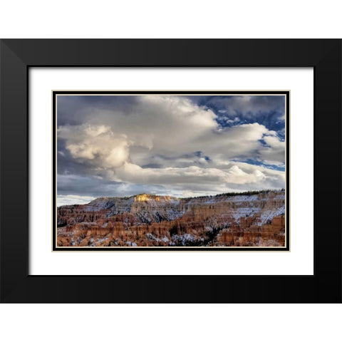 Utah, Bryce Canyon Snow on autumn landscape Black Modern Wood Framed Art Print with Double Matting by OBrien, Jay