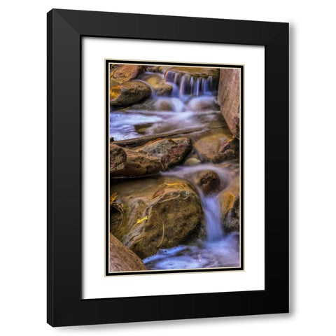 USA, Utah, Zion NP Rocks in stream Black Modern Wood Framed Art Print with Double Matting by OBrien, Jay