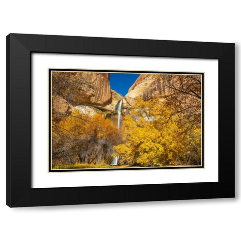 USA- Utah- Grand Staircase Escalante National Monument. Landscape with Lower Calf Creek Falls. Black Modern Wood Framed Art Print with Double Matting by Jaynes Gallery