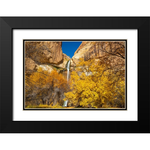 USA- Utah- Grand Staircase Escalante National Monument. Landscape with Lower Calf Creek Falls. Black Modern Wood Framed Art Print with Double Matting by Jaynes Gallery