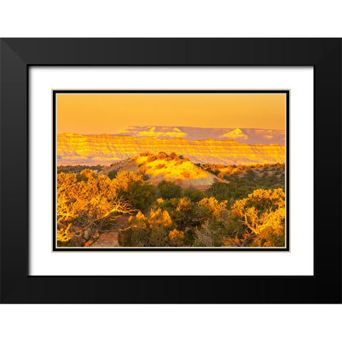 USA- Utah- Grand Staircase Escalante National Monument. Sunrise on cliff and valley. Black Modern Wood Framed Art Print with Double Matting by Jaynes Gallery