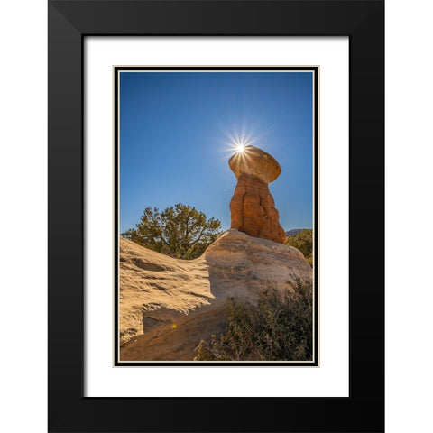 USA- Utah- Devils Garden Outstanding Natural Area. Sun starburst on hoodoo rock formations. Black Modern Wood Framed Art Print with Double Matting by Jaynes Gallery