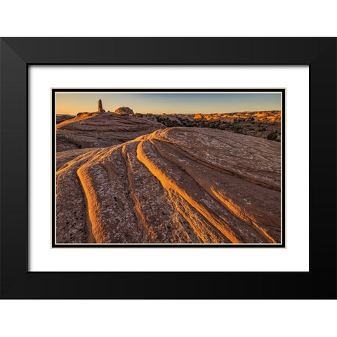 Rock Abstract-Moab-Utah Black Modern Wood Framed Art Print with Double Matting by Ford, John