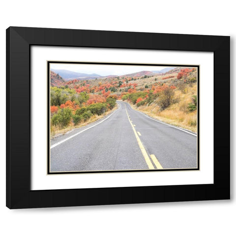 Utah Highway 39 heading west out of Wasatch Mountains with Autumn colors Black Modern Wood Framed Art Print with Double Matting by Gulin, Sylvia
