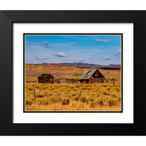 USA-Utah-old wooden barn and shed along highway 39 west of Woodruff Black Modern Wood Framed Art Print with Double Matting by Gulin, Sylvia