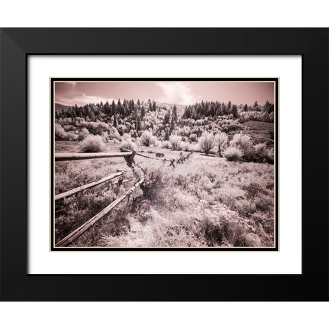 USA-Utah-Infrared of the Logan Pass area with long rail fence Black Modern Wood Framed Art Print with Double Matting by Eggers, Terry
