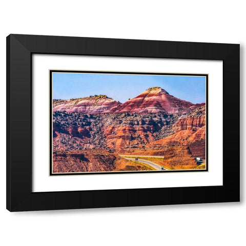 Colorful Red Canyon-Castle Valley-I-70 Highway-Utah Black Modern Wood Framed Art Print with Double Matting by Perry, William