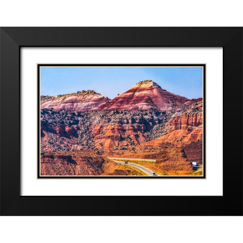 Colorful Red Canyon-Castle Valley-I-70 Highway-Utah Black Modern Wood Framed Art Print with Double Matting by Perry, William