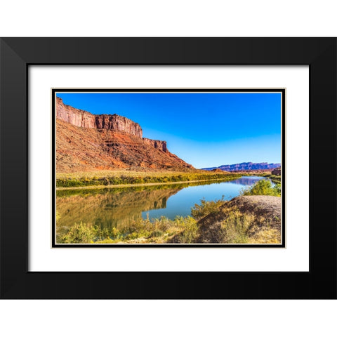 Sandy beach river access. Colorado River- Moab- Utah. Black Modern Wood Framed Art Print with Double Matting by Perry, William