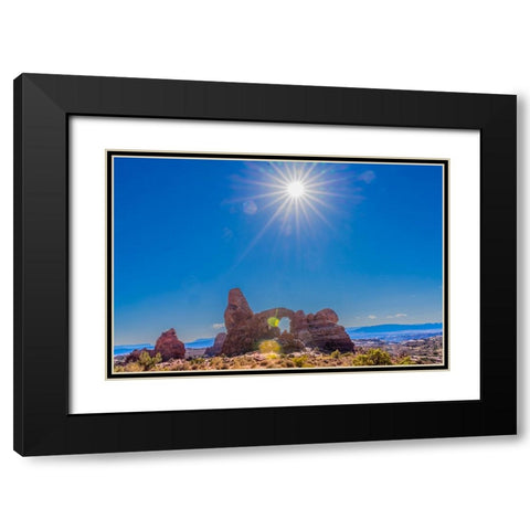 Turret Arch- Windows Section- Arches National Park- Moab- Utah. Black Modern Wood Framed Art Print with Double Matting by Perry, William