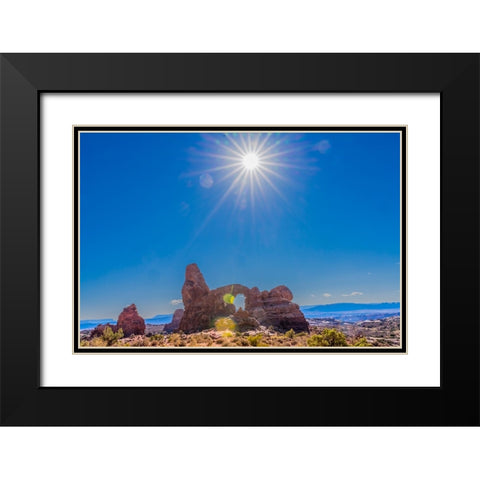 Turret Arch- Windows Section- Arches National Park- Moab- Utah. Black Modern Wood Framed Art Print with Double Matting by Perry, William